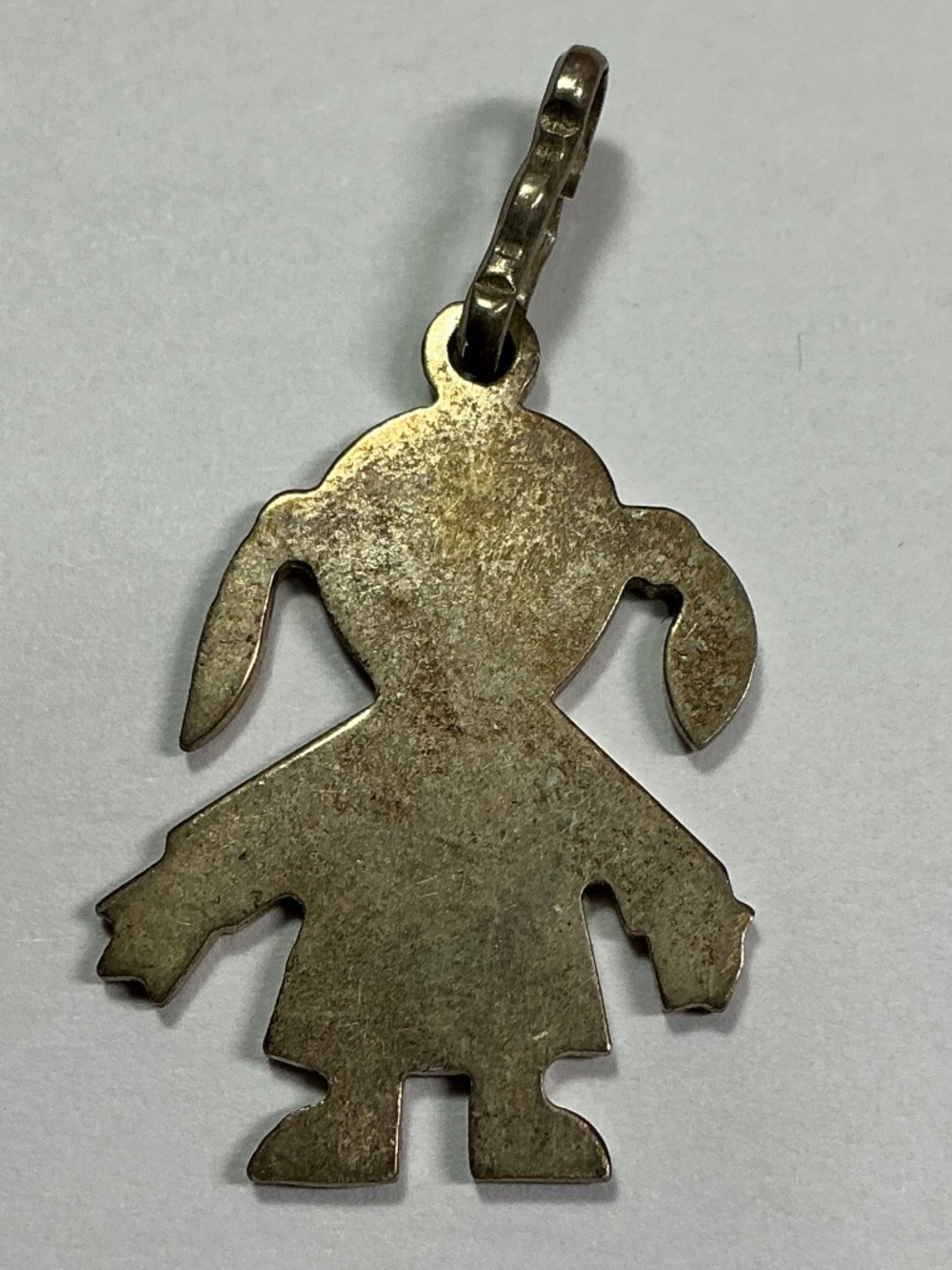 Solid Sterling Silver Girl Cutout Pendant. 1.5 inches long